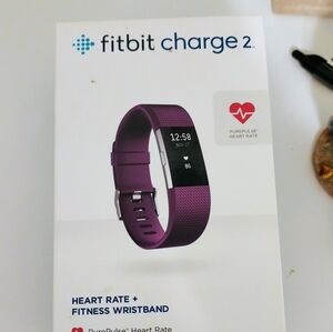 Fitbit Charge 2 Heart Rate Fitness Activity Tracker Plum Band Size S